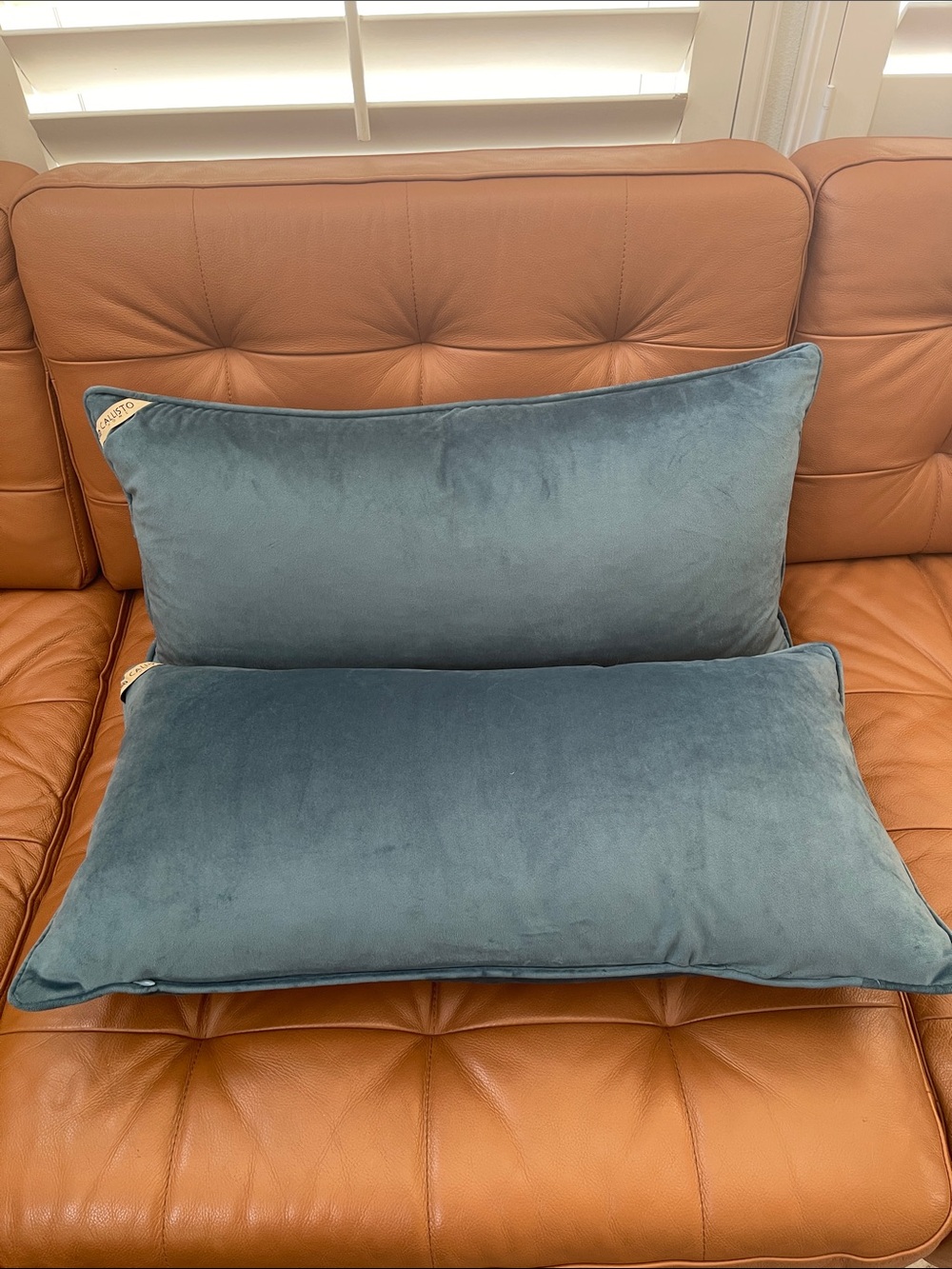 Callisto Home Blue Velvet Lumbar Accent Pillows - Set of 2